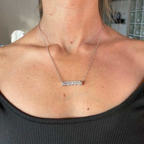 STERLING SILVER & CUBIC ZIRCONIA DESIGNER NECKLACE Fuzion Creations NEW 85 Gems - Picture 1 of 16